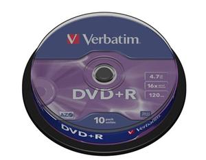 DVD+R médium Verbatim 16x 4.7GB, 10ks, Spindle (43498)