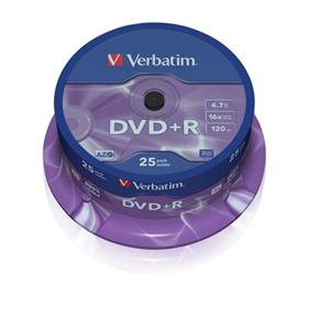 DVD+R médium Verbatim 16x 4.7GB, 25ks, Spindle (43500)