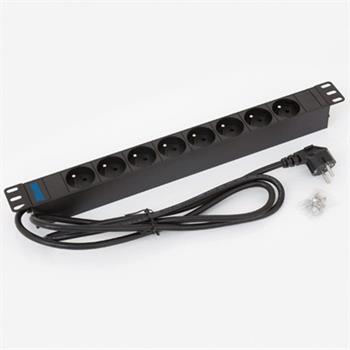 TRITON 19" rozvodný panel 8x230V 1U CZ 2m/BK RAB-PD-X01-A1 (RAB-PD-X01-A1)