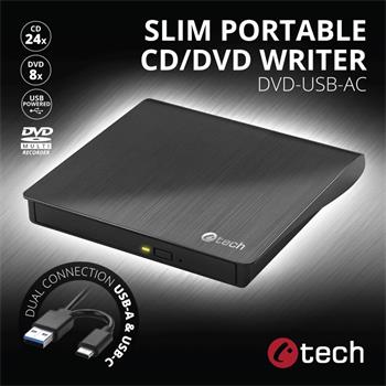 C-TECH Externí DVD vypalovačka DVD-USB-AC, USB 3.0, USB A/Type C (DVD-USB-AC)