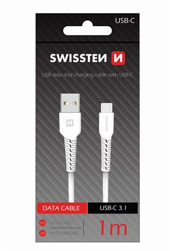 SWISSTEN DATOVÝ KABEL USB / USB-C 1,0 M BÍLÝ (71505531)