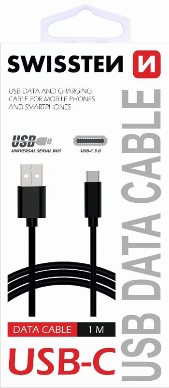SWISSTEN DATA CABLE USB / USB-C 3.1 1,5M BLACK (9mm) (71504403)