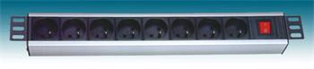 PremiumCord 19" PDU, 1.5U, 8x230V, 2m kabel Euro, vypínač (PDU-F15G08S)
