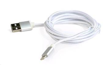 CABLEXPERT Kabel USB 2.0 Lightning (IP5 a vyšší) nabíjecí a synchronizační kabel, opletený, 1,8m, stříbrný, blister (CCB-mUSB2B-AMLM-6-S)