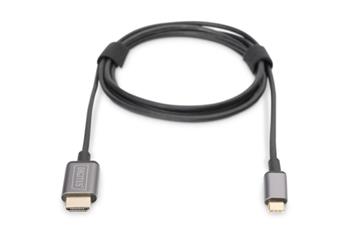 Digitus USB-C - HDMI kabelový adaptér, 1,8 m 4K/30 Hz, černý, kovový kryt (DA-70821)