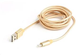 CABLEXPERT Kabel USB 2.0 Lightning (IP5 a vyšší) nabíjecí a synchronizační kabel, opletený, 1,8m, zlatý, blister (CCB-mUSB2B-AMLM-6-G)