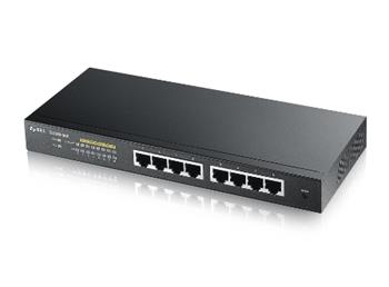 Zyxel GS1900-8HP, 8-port GbE L2 PoE Smart Switch, 802.3at, desktop, fanless, 77 Watt (GS1900-8HP-EU0103F)