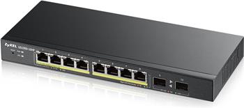 Zyxel GS1900-10HP v2, 10-port Desktop Gigabit Web Smart switch: 8x Gigabit metal + 2x SFP, IPv6, 802.3az (Green), PoE (GS1900-10HP-EU0102F)