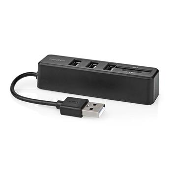 Nedis CCGB60250BK01 - USB hub | 1x USB-A | 3x USB A Zásuvka | 5 Portů port(s) | USB 2.0 | Napájení z USB | SD & MicroSD (CCGB60250BK01)