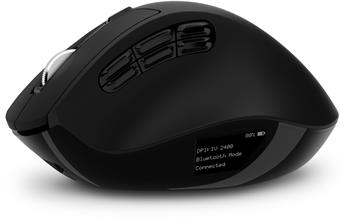 CONNECT IT FOR HEALTH DualMode bezdrátová ergonomická myš s LCD displejem, 2.4 GHz & Bluetooth 5.0, ČERNÁ (CMO-4400-BK)