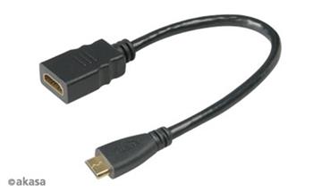 AKASA Kabel redukce HDMI mini na HDMI female, full HD, 25cm (AK-CBHD10-25BK)
