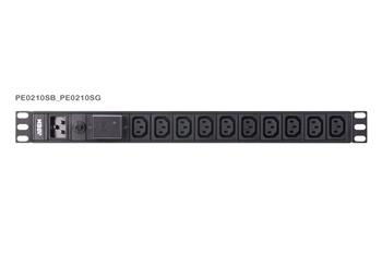 Aten PE0210S Základní 1U PDU s přepěťovou ochranou 16A Vstup C20 výstup 10X C13 (PE0210SG-AT-G)