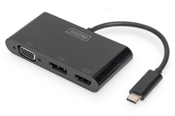DIGITUS USB-C™ 3v1 adaptér pro tři monitory (HDMI, DP, VGA) (DA-70859)