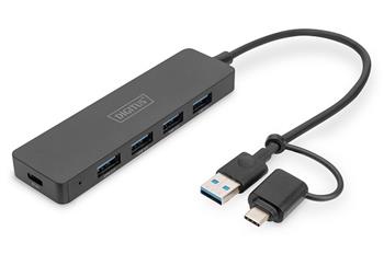 Digitus USB 3.0 Hub 4-Port, Slim Line, 0,2m kabel (DA-70235)
