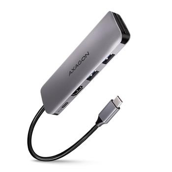 AXAGON HMC-5 SUPERSPEED USB-C combo 5in1 hub, stříbrná (HMC-5)