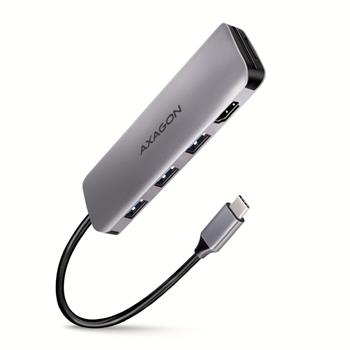 AXAGON HMC-HCR3A, USB 3.2 Gen 1 hub, porty 3x USB-A, HDMI 4k/30Hz, SD/microSD, kabel USB-C 20cm (HMC-HCR3A)