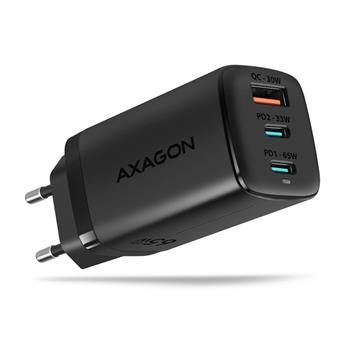 AXAGON ACU-DPQ65, GaN nabíječka do sítě, 3x port (USB-A + dual USB-C), PD3.0/QC4+/PPS/Apple, 65W (ACU-DPQ65)