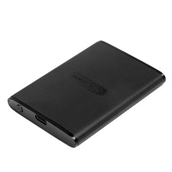 Transcend ESD270C 250GB USB 3.1 Gen2 (USB-C) Externí SSD disk (3D TLC), 520MB/R, 460MB/W, kompaktní rozměry, černý (TS250GESD270C)
