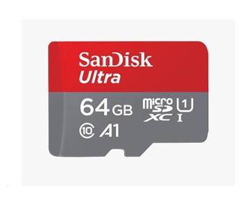 SanDisk MicroSDXC karta 64GB Ultra (120 MB/s, A1 Class 10 UHS-I, Android) + adaptér (SDSQUA4-064G-GN6MA)