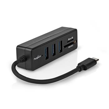 Nedis CCGB61250BK01 - USB hub| USB-A Zástrčka | 3x USB A Zásuvka | 5 Portů | USB 3.2 Gen 1 | Napájení z USB | 5 Gbps | (CCGB61250BK01)