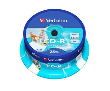 CD-R medium Verbatim 52x (700MB)-25ks, Spindle, Printable (43439)