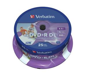 DVD+R DL Verbatim 8x 8.5GB, 25pack, Cake (DoubleLayer), Printable (43667)