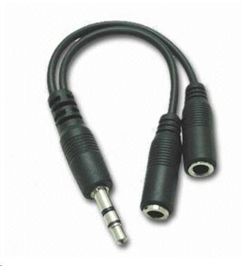 kabelová audio rozdvojka jack 3,5mm(M) - 2x 3,5mm(F) ,stereo, černá (KJR-02)