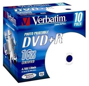 DVD+R médium Verbatim, 16x, 4,7GB, Printable, JC (43507)