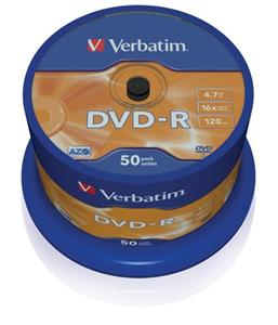 DVD-R médium Verbatim 16x 4.7GB, 50ks, Spindle (43548)
