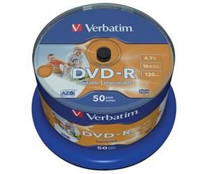 DVD-R médium Verbatim 16x 4.7GB, 50ks, Spindle, Printable (43533)