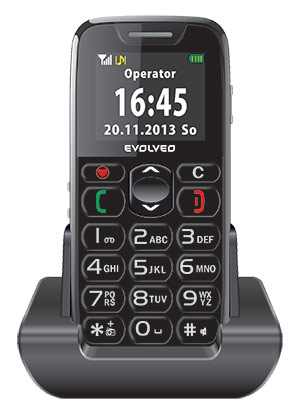 EVOLVEO EasyPhone, mobilní telefon pro seniory s nabíjecím stojánkem, snadné ovládání (EP-500)