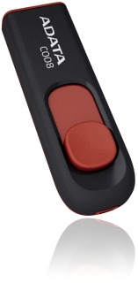 ADATA Classic Series C008 8GB USB 2.0 flashdisk, výsuvný konektor,černo-červený (AC008-8G-RKD)
