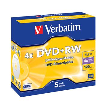 VERBATIM DVD+RW SERL 4,7GB, 4x, jewel case 5 ks (43229)