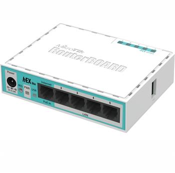 MikroTik RouterBOARD RB750r2, hEX lite, ROS L4, 5xLAN, montážní krabice, napájecí adaptér (RB750r2)