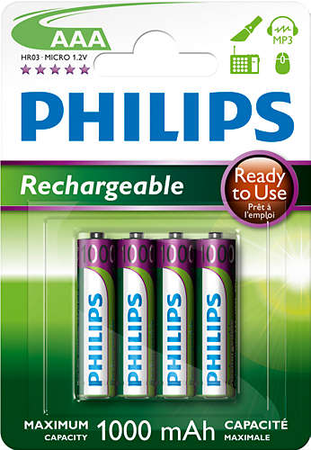 Philips dobíjecí baterie AAA 1000mAh, NiMH - 4ks (R03B4RTU10/10)