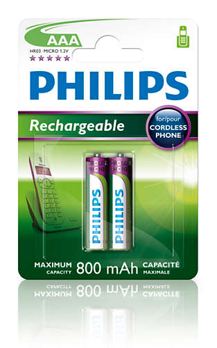 Philips dobíjecí baterie AAA 800mAh, NiMH - 2ks (R03B2A80/10)