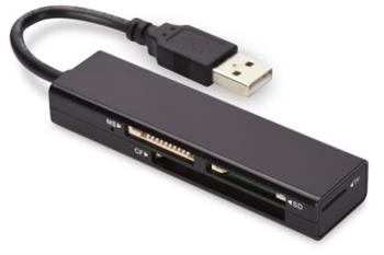 Ednet USB čtečka karet 2.0, 4 porty, Podporuje MS, SD, T-Flash, CF formáty černá (85241)