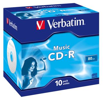 VERBATIM CD-R AUDIO 80MIN, 16x, jewel case 10 ks (43365)