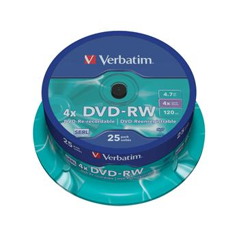 VERBATIM DVD-RW SERL 4,7GB, 4x, spindle 25 ks (43639)
