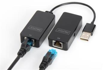 DIGITUS USB Extender, USB 2.0, pro použití s Cat5 / 5e / 6 (UTP, STP nebo SFT) kabelu až 50 m / 164 stop (DA-70141)