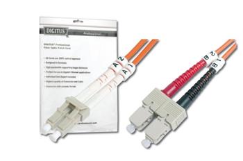 DIGITUS Fiber Optic Patch Cord, LC to SC, Multimode 50/125 µ, Duplex Length 2m OM2 (DK-2532-02)