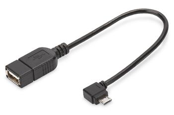 Digitus Adaptérový kabel USB 2.0, OTG, typ micro B - A M / F, 0,15 m, USB 2.0 v souladu, pravý úhel, bl (AK-300313-002-S)