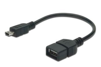 Digitus Adaptérový kabel USB 2.0, OTG, typ mini B - A M/F, 0,2m, USB 2.0, bl (AK-300310-002-S)