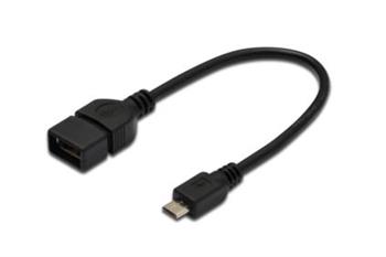 Digitus Adaptérový kabel USB 2.0, OTG, typ micro B - A , 0,2m (AK-300309-002-S)