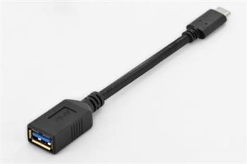 Digitus USB 3.1 Type-C adaptér USB kabel, typ C na A, OTG M / F, 0,15m, Super Speed, UL, bl (AK-300315-001-S)