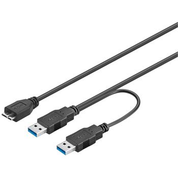 PremiumCord USB 3.0 napájecí Y kabel A/M + A/M -- Micro B/M (ku3y01)