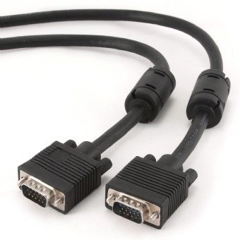 GEMBIRD Kabel přípojný k mon 15M/15M VGA 15m stíněný extra, ferrity BLACK (CC-PPVGA-15M-B)