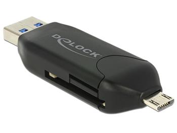 Delock Micro USB OTG čtečka karet + USB 3.0 A male (91734)