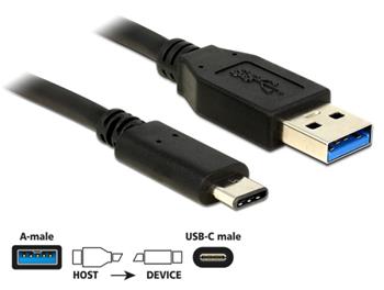 Delock Kabel SuperSpeed USB 10 Gbps (USB 3.1, Gen 2) Typ A samec > USB Type-C™ samec 1 m černý (83870)