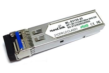 MaxLink 1.25G SFP optický modul, WDM, SM, Tx 1310/Rx1550nm, 20km, 1x LC konektor, DDM, Cisco compatible (ML-S3155-20)